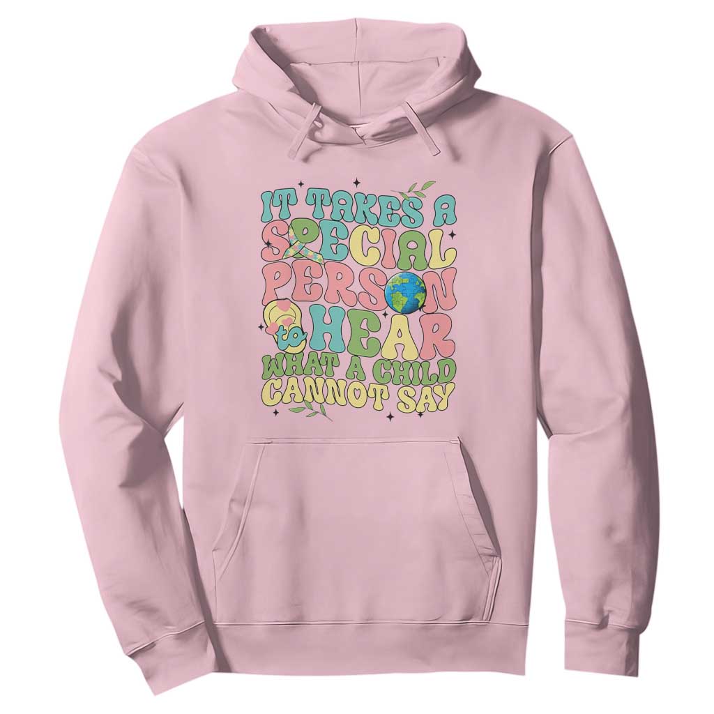 Embrace Autism Hoodie It Takes A Special Person To Hear What A Child Cannot Say TS01 Light Pink Printyourwear