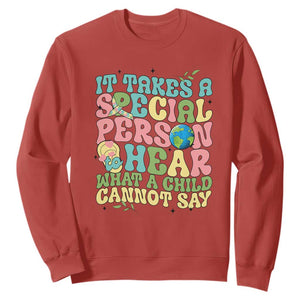 Embrace Autism Sweatshirt It Takes A Special Person To Hear What A Child Cannot Say TS01 Red Printyourwear