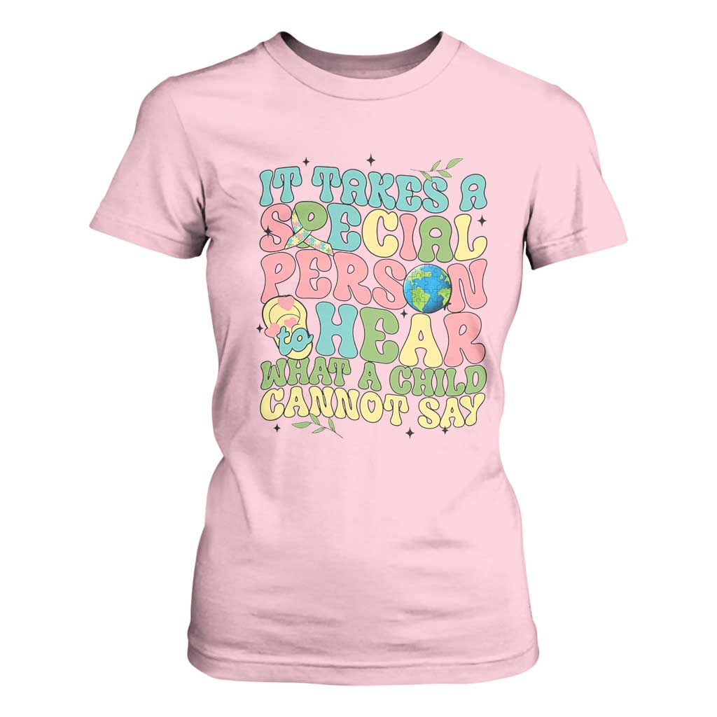 Embrace Autism T Shirt For Women It Takes A Special Person To Hear What A Child Cannot Say TS01 Light Pink Printyourwear