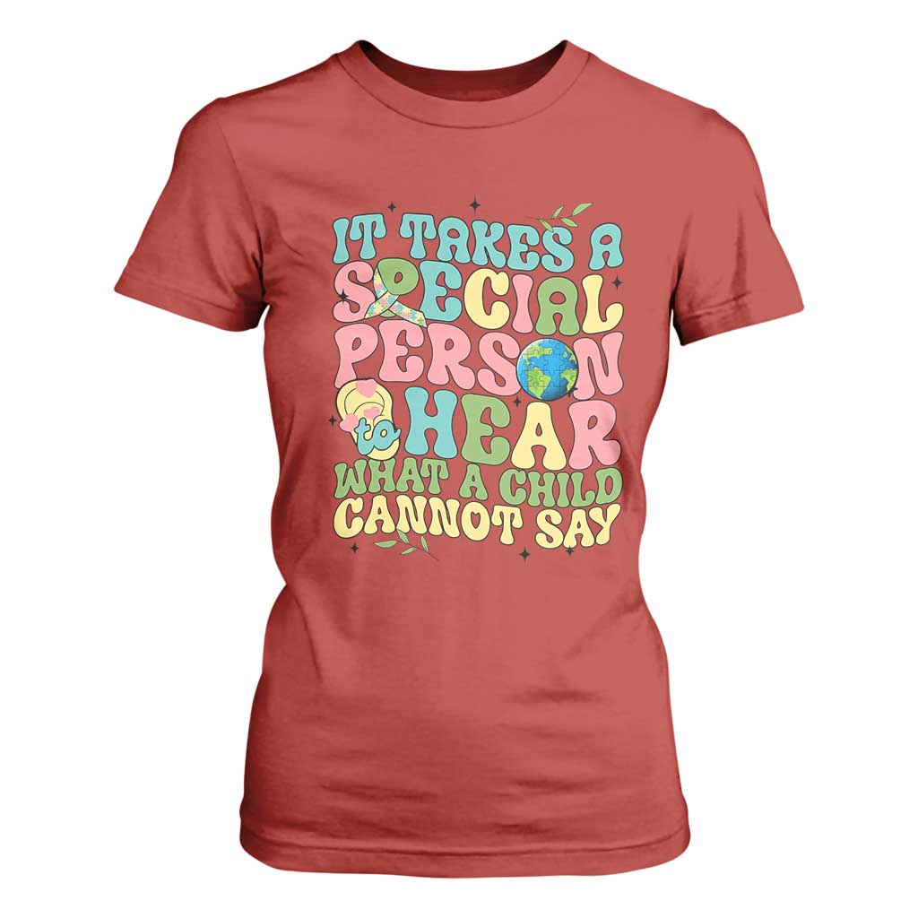 Embrace Autism T Shirt For Women It Takes A Special Person To Hear What A Child Cannot Say TS01 Red Printyourwear
