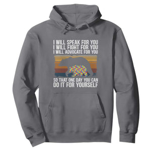 Autism Mom Hoodie I Will Speak Fight Advocate For You So That One Day You Can Do It For Yourself Retro Mama Bear TS01 Charcoal Printyourwear