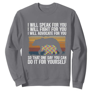 Autism Mom Sweatshirt I Will Speak Fight Advocate For You So That One Day You Can Do It For Yourself Retro Mama Bear TS01 Charcoal Printyourwear