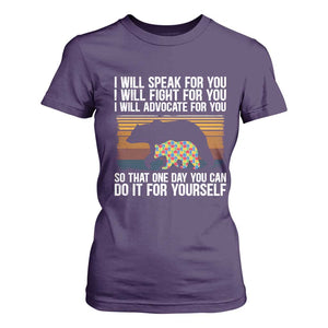 Autism Mom T Shirt For Women I Will Speak Fight Advocate For You So That One Day You Can Do It For Yourself Retro Mama Bear TS01 Purple Printyourwear