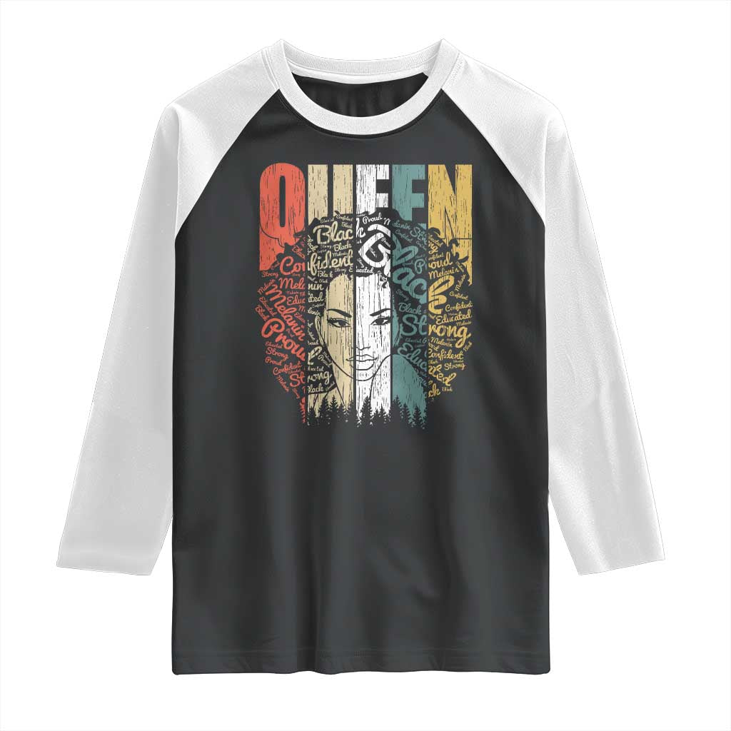 Black History Education Raglan Shirt For Women Educated Strong Black Queen TS01 Black White Print Your Wear