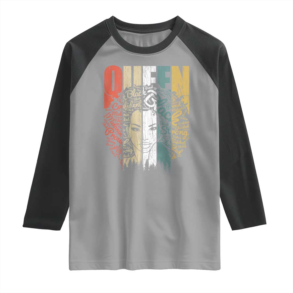 Black History Education Raglan Shirt For Women Educated Strong Black Queen TS01 Sport Gray Black Print Your Wear