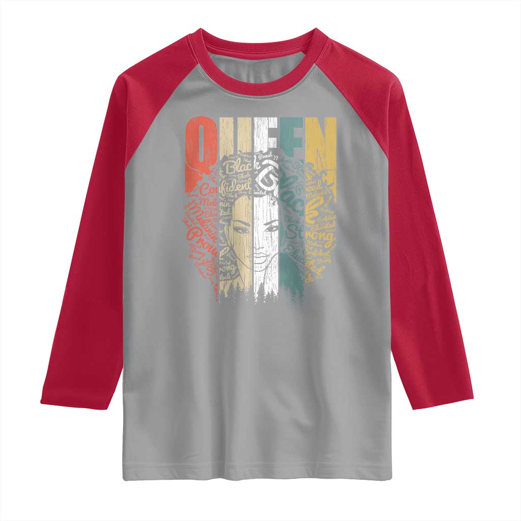 Black History Education Raglan Shirt For Women Educated Strong Black Queen TS01 Sport Gray Red Print Your Wear