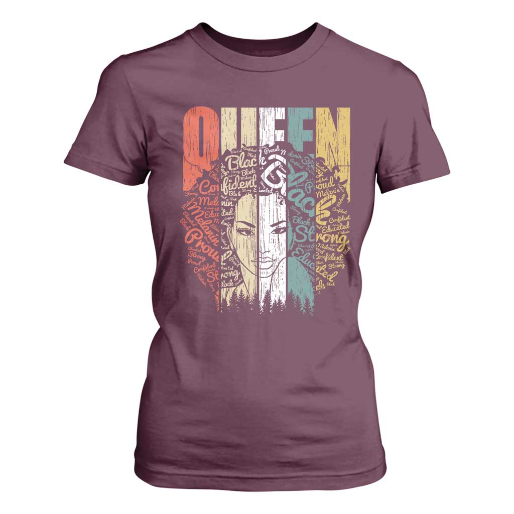 Black History Education T Shirt For Women For Women Educated Strong Black Queen TS01 Maroon Print Your Wear