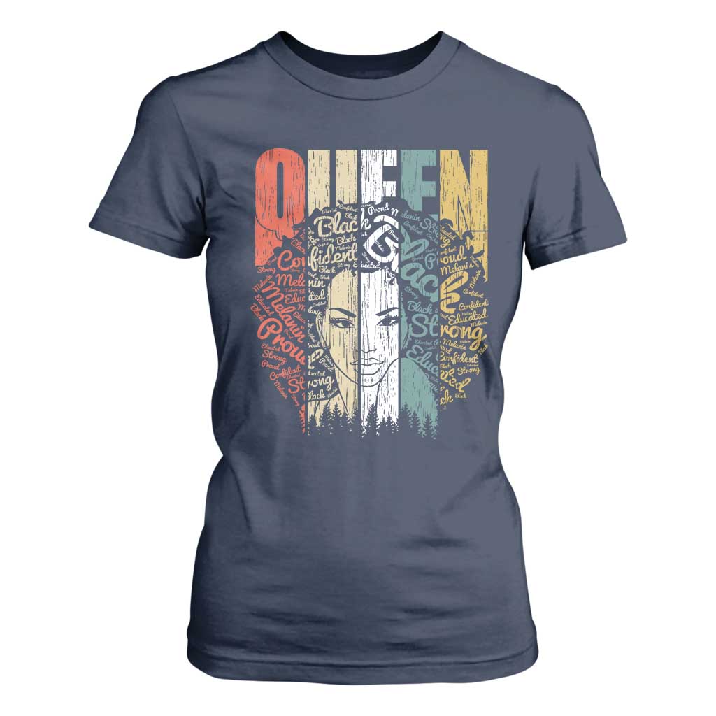Black History Education T Shirt For Women For Women Educated Strong Black Queen TS01 Navy Print Your Wear