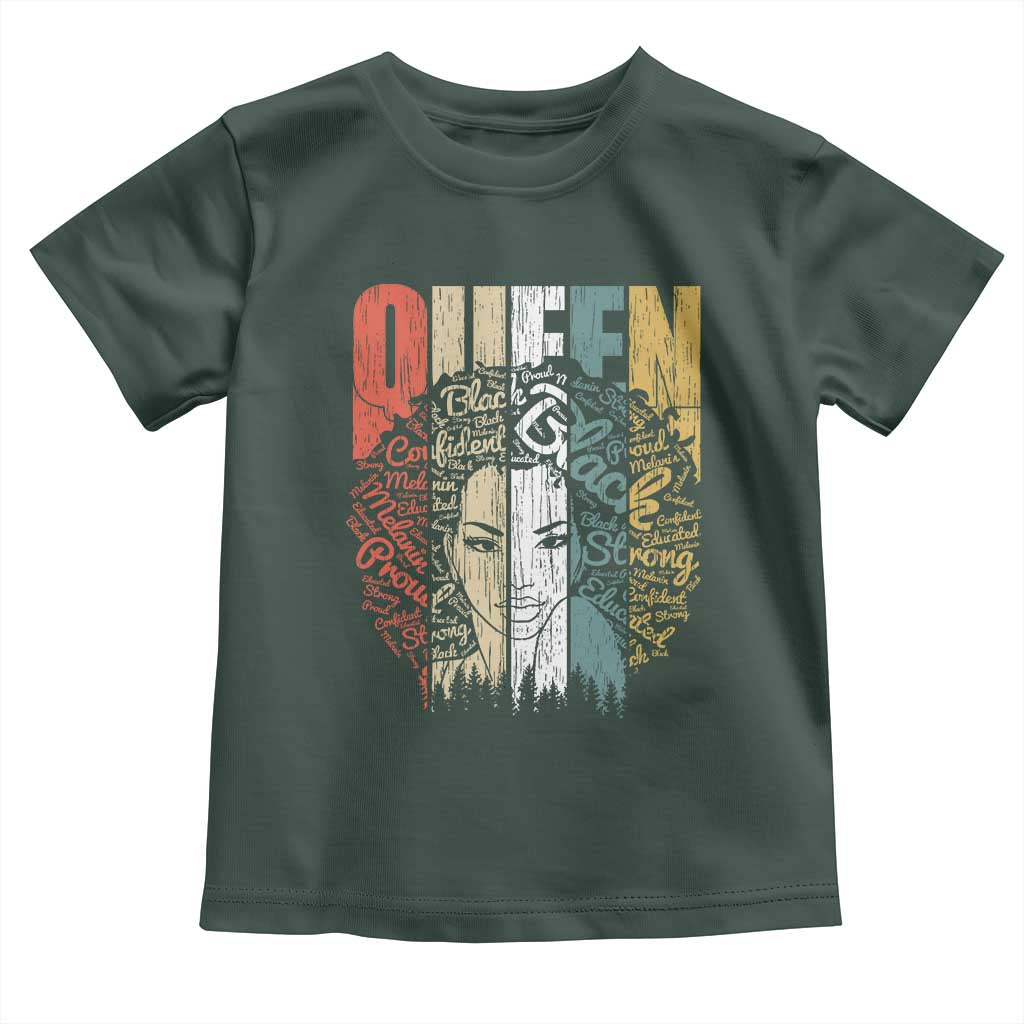 Black History Education Toddler T Shirt For Women Educated Strong Black Queen TS01 Dark Forest Green Print Your Wear
