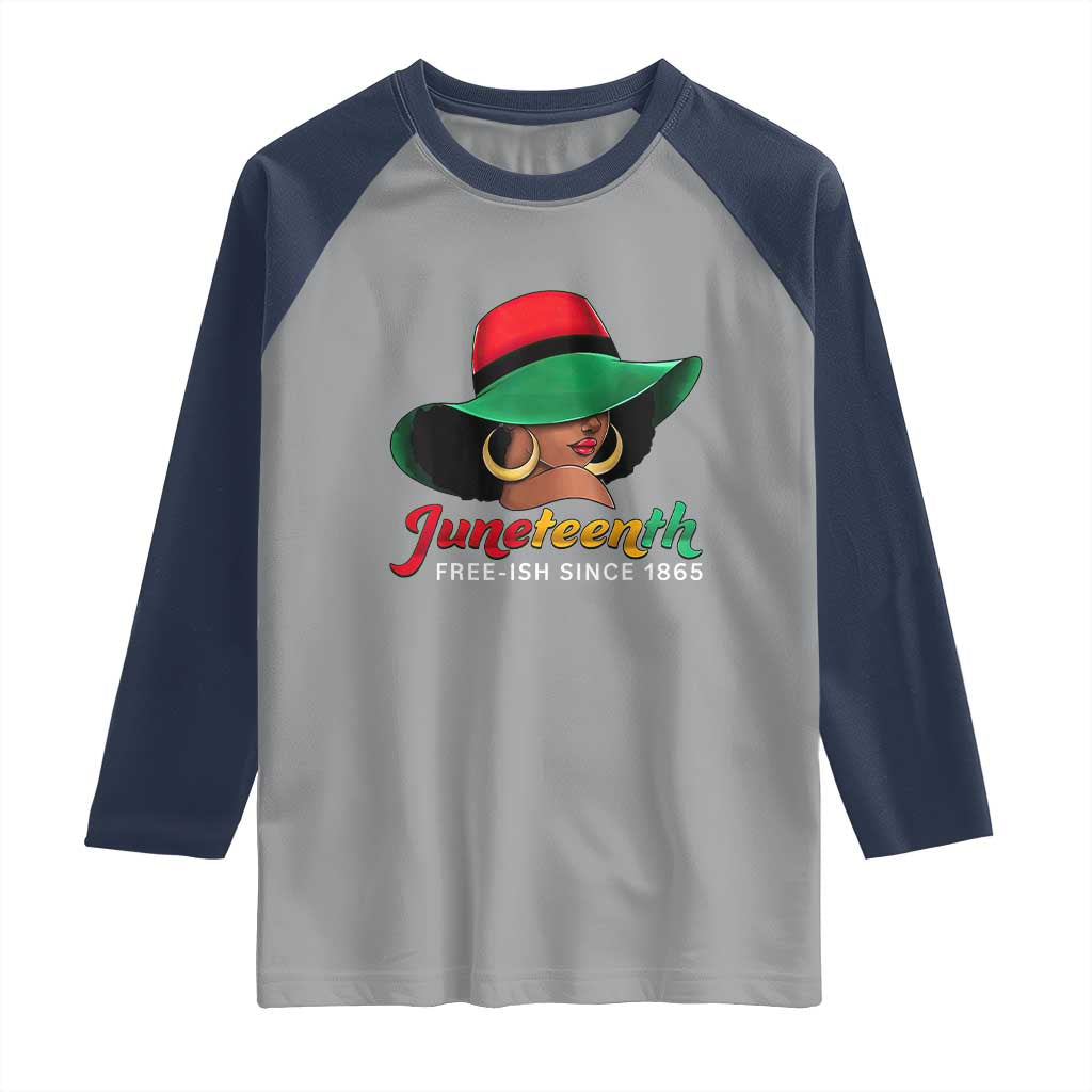 Juneteenth 1865 Raglan Shirt Celebrating Black Freedom Day TS01 Sport Gray Navy Print Your Wear