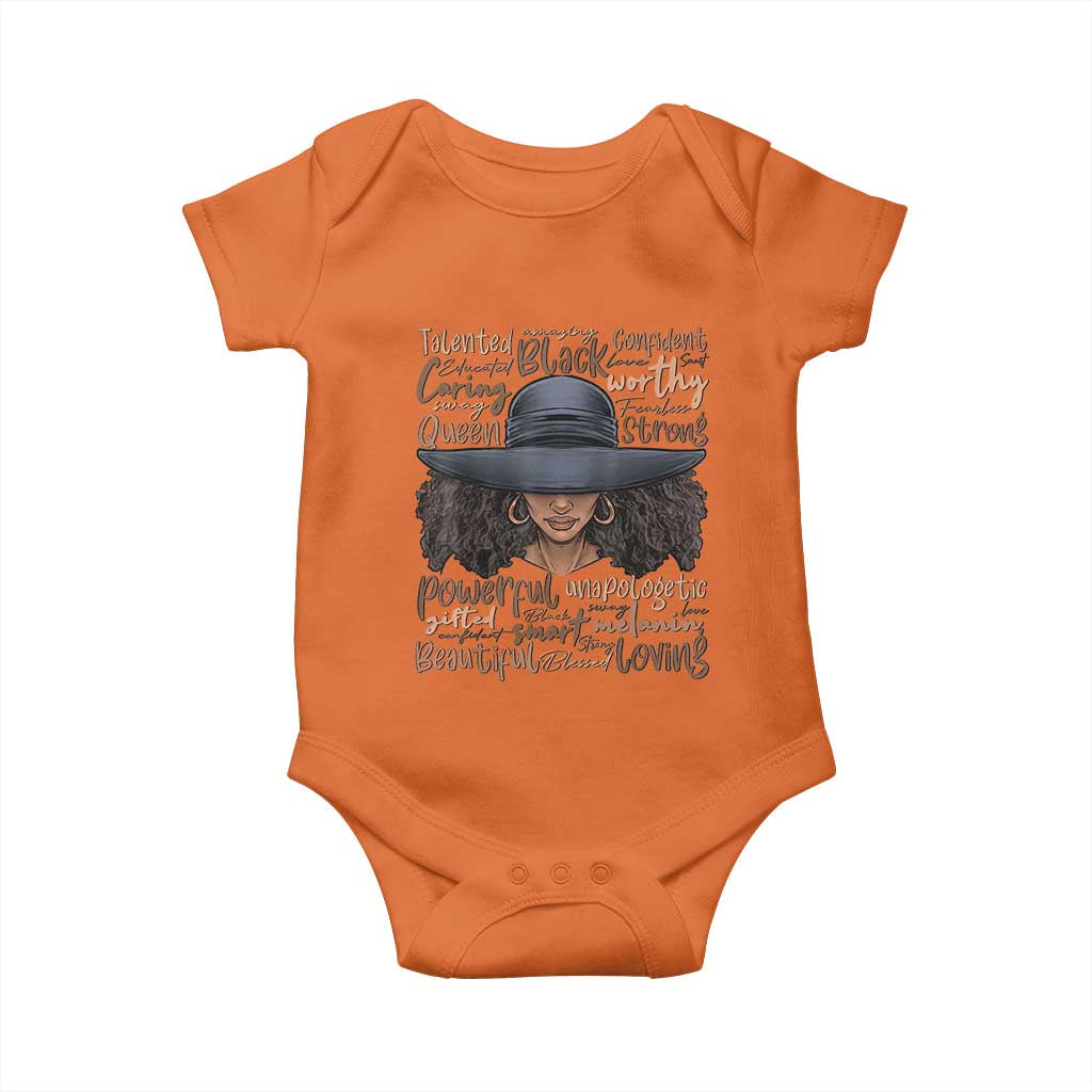 African Black History Baby Onesie African American Ladies Juneteenth TS01 Orange Print Your Wear