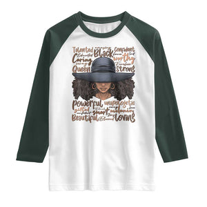 African Black History Raglan Shirt African American Ladies Juneteenth TS01 White Dark Forest Green Print Your Wear