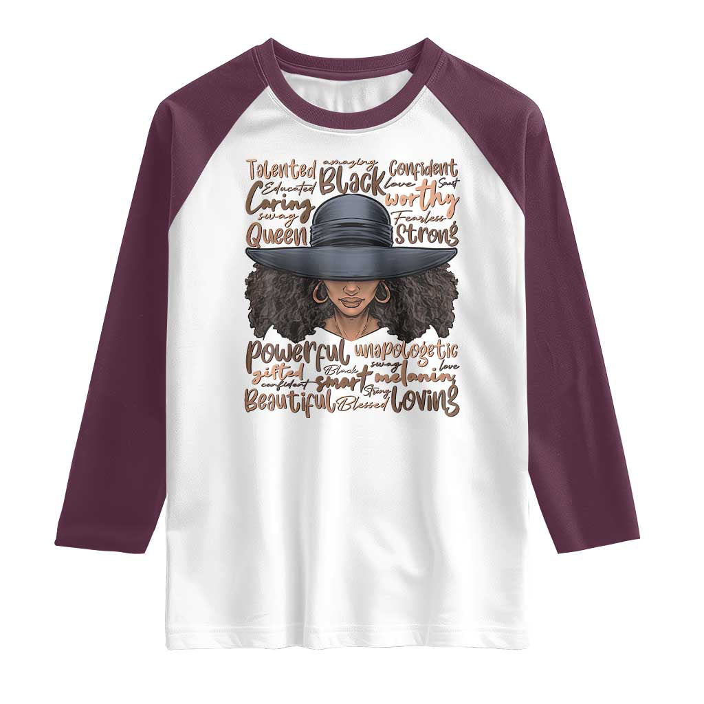 African Black History Raglan Shirt African American Ladies Juneteenth TS01 White Maroon Print Your Wear
