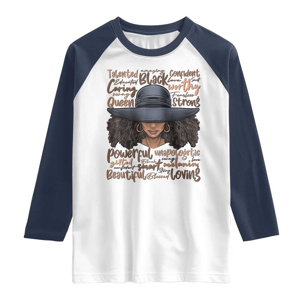 African Black History Raglan Shirt African American Ladies Juneteenth TS01 White Navy Print Your Wear