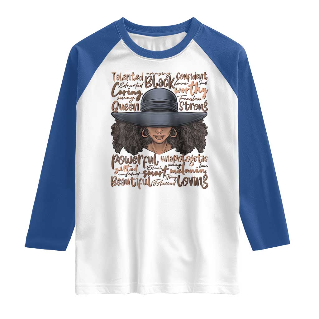 African Black History Raglan Shirt African American Ladies Juneteenth TS01 White Royal Print Your Wear