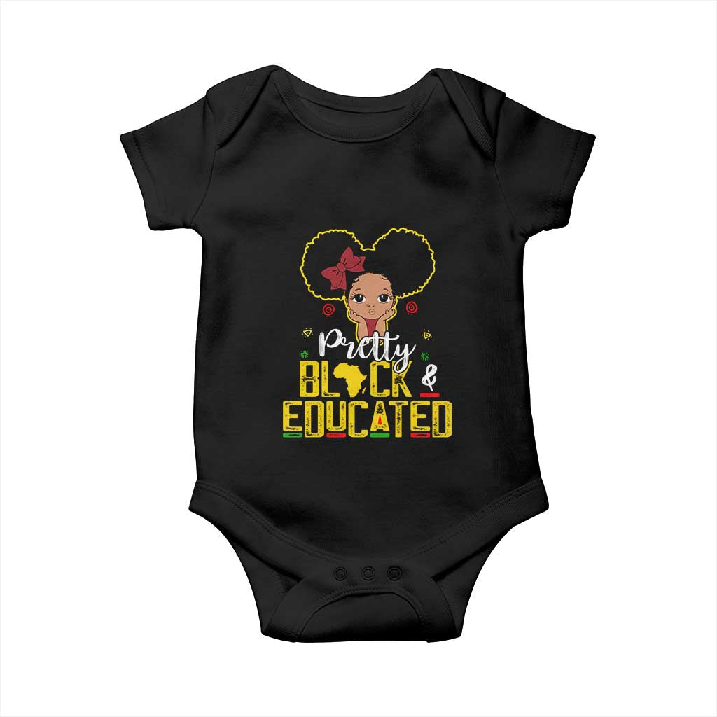 Pretty Black and Educated Baby Onesie I Am The Strong Afro Queen TS01 Black Print Your Wear