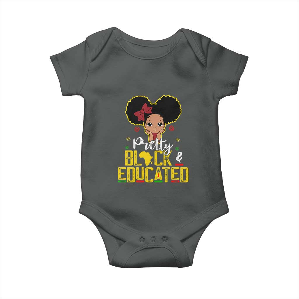 Pretty Black and Educated Baby Onesie I Am The Strong Afro Queen TS01 Dark Heather Print Your Wear