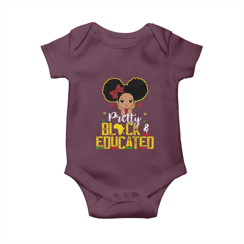 Pretty Black and Educated Baby Onesie I Am The Strong Afro Queen TS01 Maroon Print Your Wear