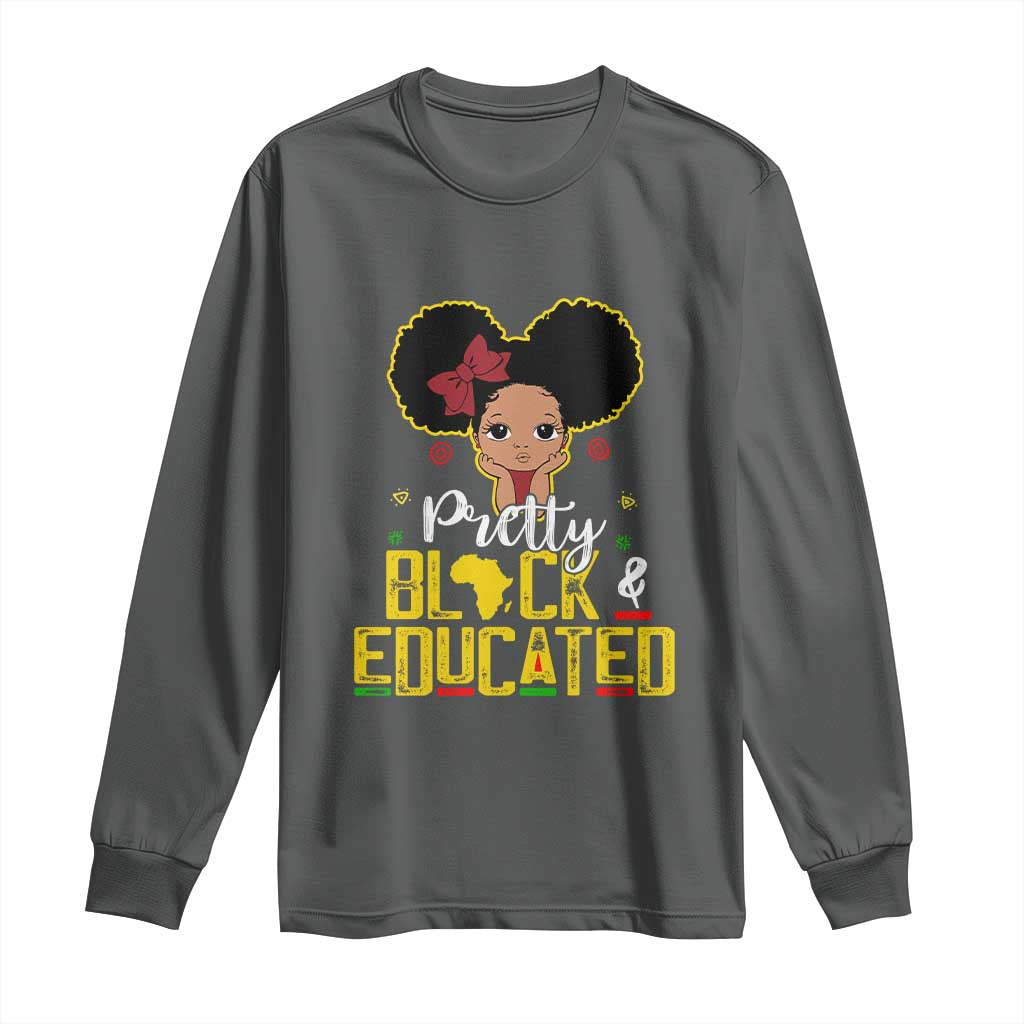 Pretty Black and Educated Long Sleeve Shirt I Am The Strong Afro Queen TS01 Dark Heather Print Your Wear