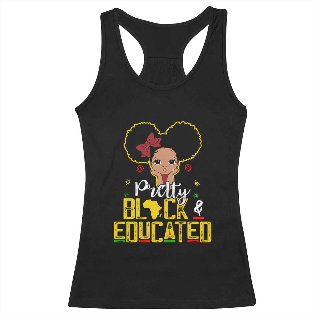 Pretty Black and Educated Racerback Tank Top I Am The Strong Afro Queen TS01 Black Print Your Wear