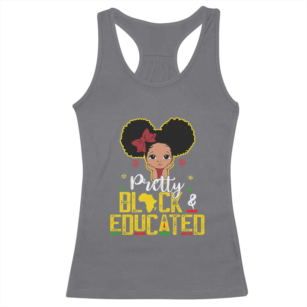 Pretty Black and Educated Racerback Tank Top I Am The Strong Afro Queen TS01 Charcoal Print Your Wear