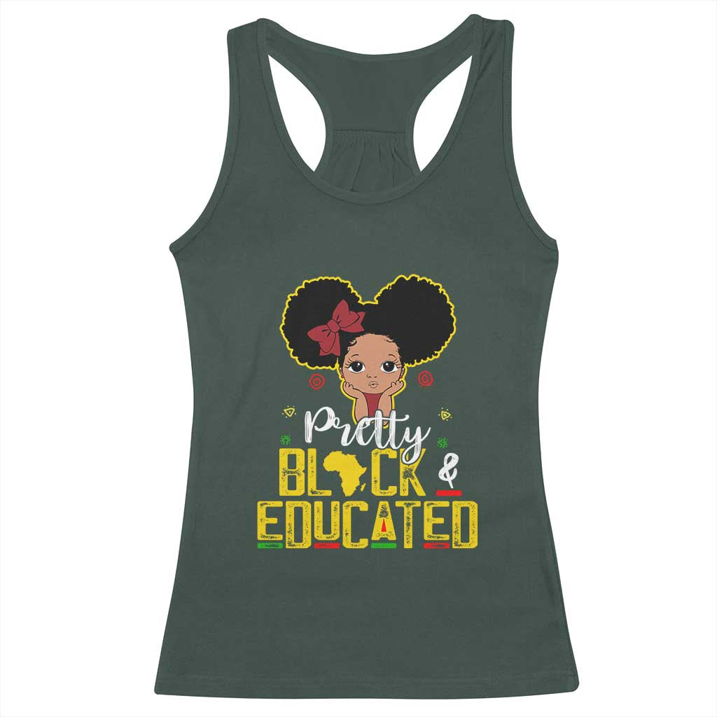 Pretty Black and Educated Racerback Tank Top I Am The Strong Afro Queen TS01 Dark Forest Green Print Your Wear