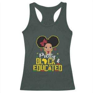 Pretty Black and Educated Racerback Tank Top I Am The Strong Afro Queen TS01 Dark Forest Green Print Your Wear