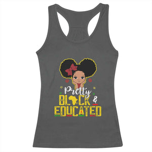 Pretty Black and Educated Racerback Tank Top I Am The Strong Afro Queen TS01 Dark Heather Print Your Wear