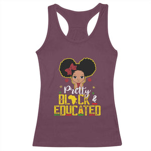 Pretty Black and Educated Racerback Tank Top I Am The Strong Afro Queen TS01 Maroon Print Your Wear
