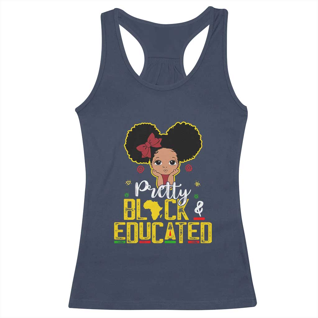 Pretty Black and Educated Racerback Tank Top I Am The Strong Afro Queen TS01 Navy Print Your Wear