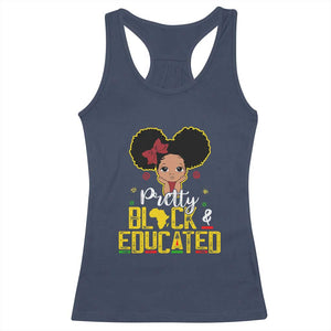 Pretty Black and Educated Racerback Tank Top I Am The Strong Afro Queen TS01 Navy Print Your Wear