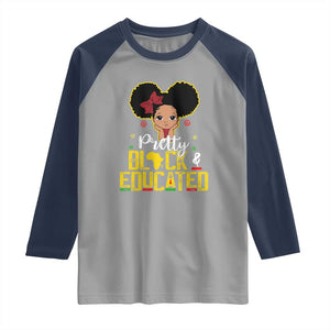 Pretty Black and Educated Raglan Shirt I Am The Strong Afro Queen TS01 Sport Gray Navy Print Your Wear