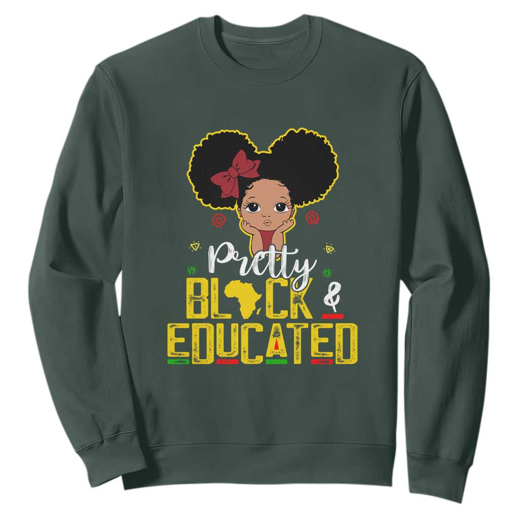 Pretty Black and Educated I Am The Strong Afro Queen Sweatshirt TS01 Dark Forest Green Printyourwear