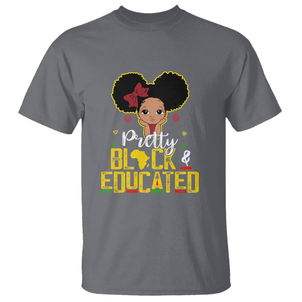Pretty Black and Educated I Am The Strong Afro Queen T Shirt TS01 Charcoal Printyourwear