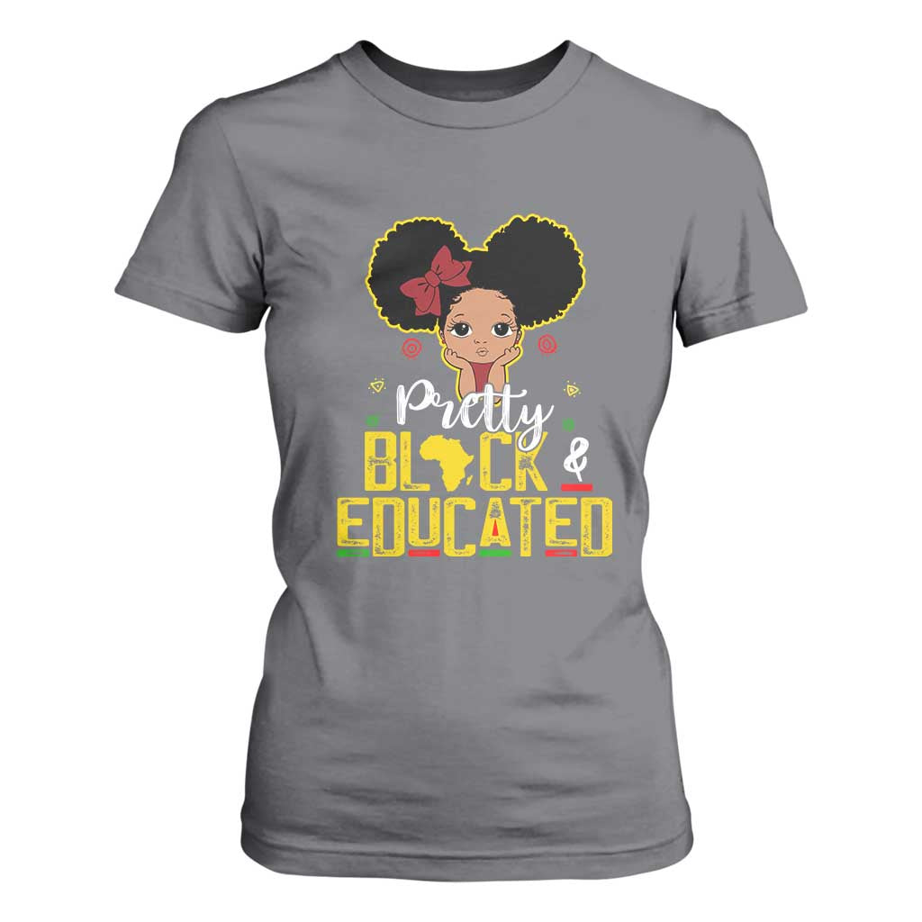 Pretty Black and Educated T Shirt For Women I Am The Strong Afro Queen TS01 Charcoal Print Your Wear