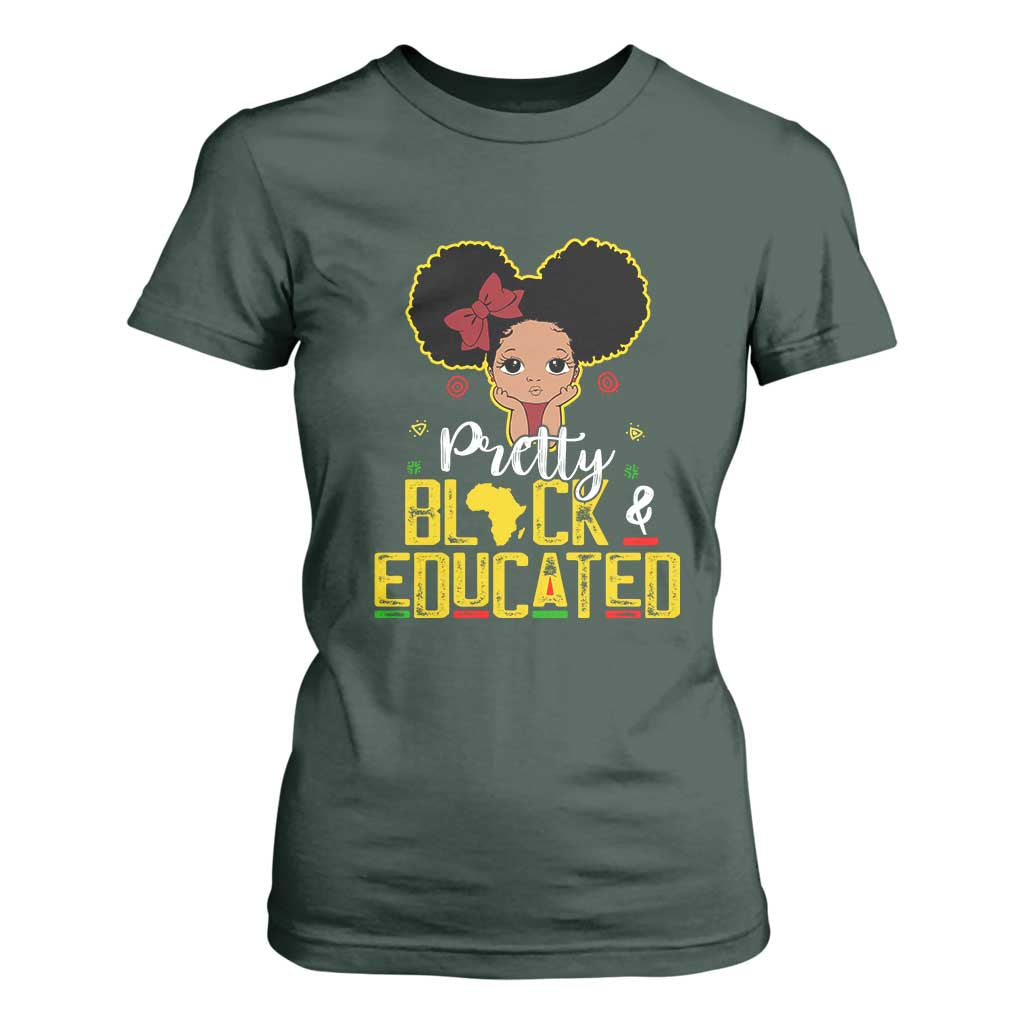 Pretty Black and Educated T Shirt For Women I Am The Strong Afro Queen TS01 Dark Forest Green Print Your Wear