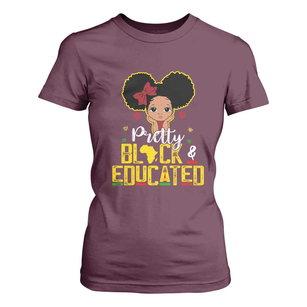 Pretty Black and Educated T Shirt For Women I Am The Strong Afro Queen TS01 Maroon Print Your Wear