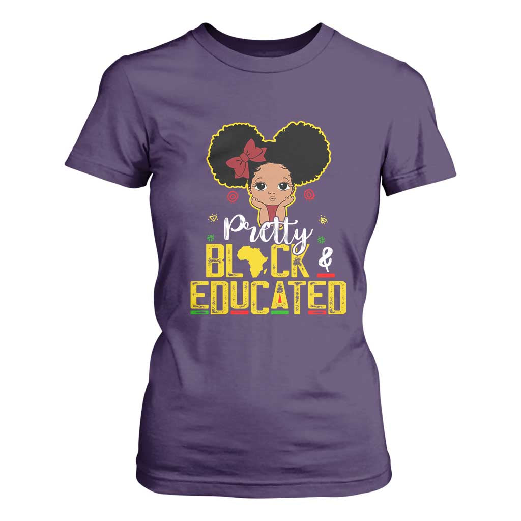 Pretty Black and Educated T Shirt For Women I Am The Strong Afro Queen TS01 Purple Print Your Wear