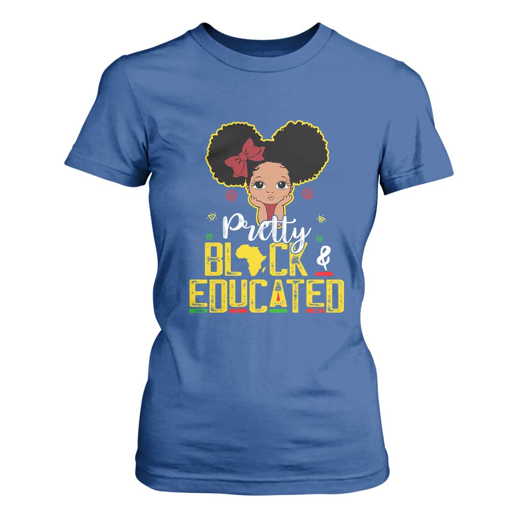 Pretty Black and Educated T Shirt For Women I Am The Strong Afro Queen TS01 Royal Blue Print Your Wear