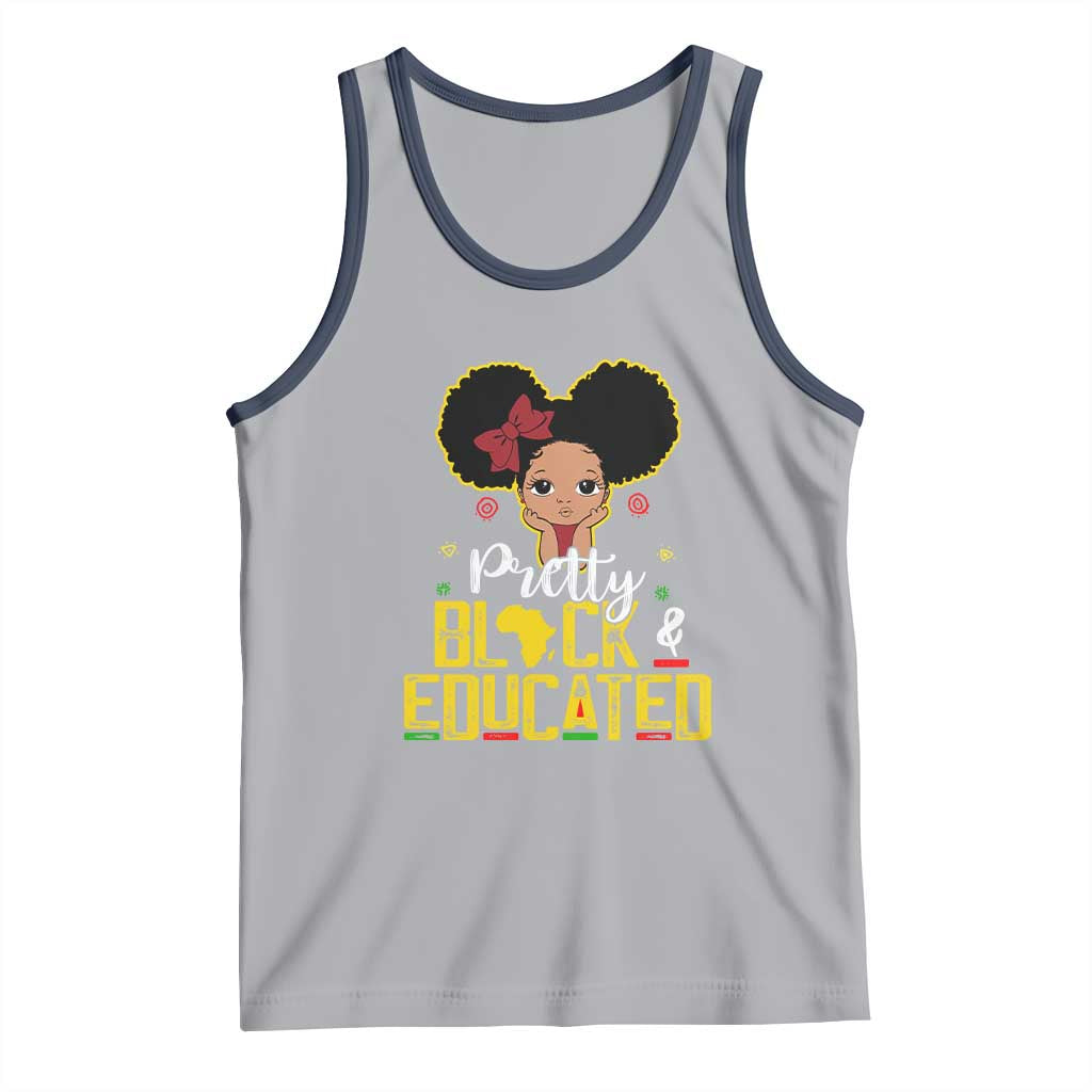 Pretty Black and Educated Tank Top I Am The Strong Afro Queen TS01 Athletic Heather Navy Print Your Wear