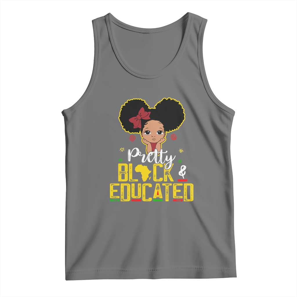 Pretty Black and Educated Tank Top I Am The Strong Afro Queen TS01 Black Heather Print Your Wear