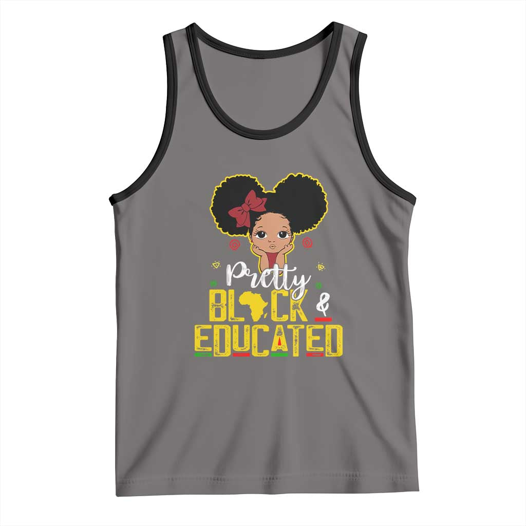 Pretty Black and Educated Tank Top I Am The Strong Afro Queen TS01 Deep Heather Black Print Your Wear