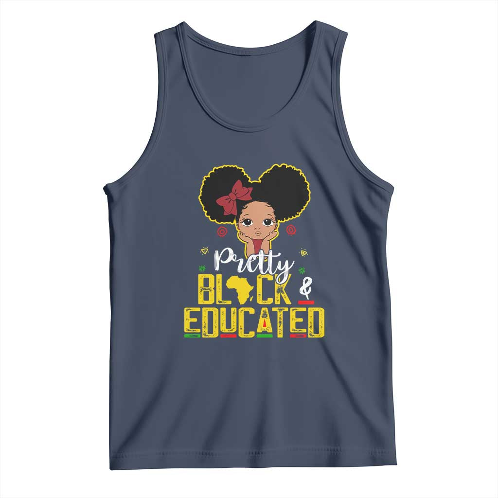 Pretty Black and Educated Tank Top I Am The Strong Afro Queen TS01 Navy Print Your Wear