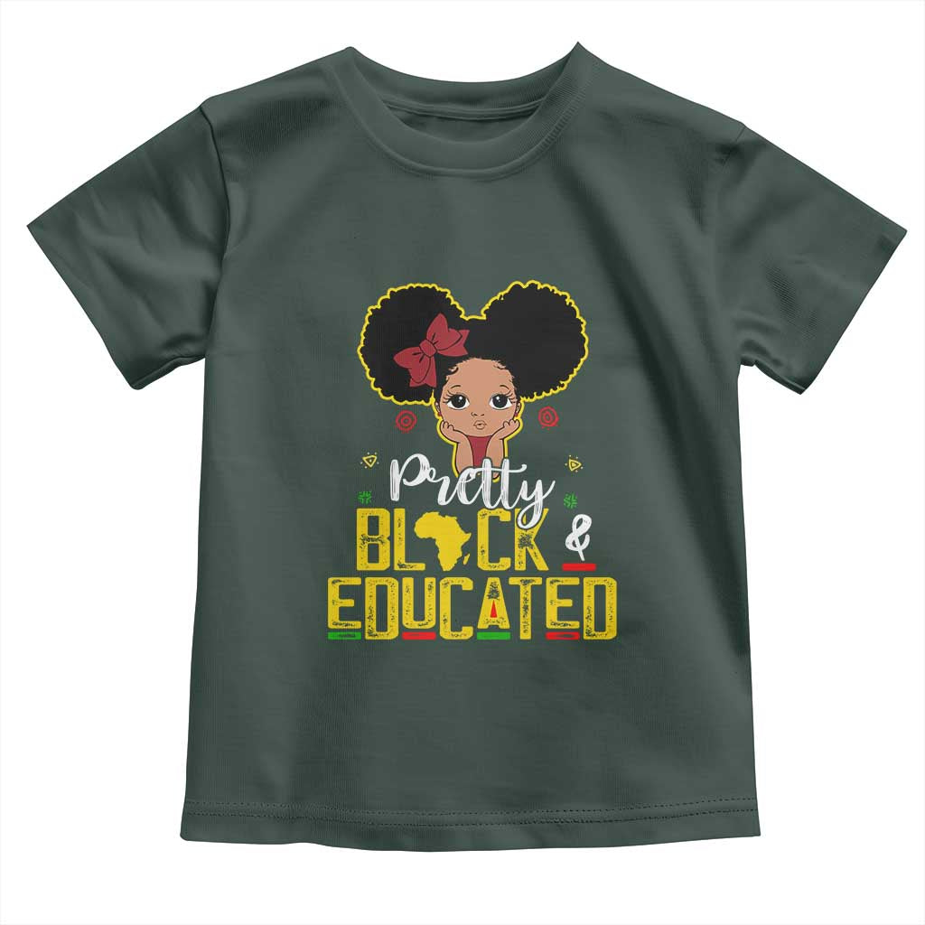 Pretty Black and Educated Toddler T Shirt I Am The Strong Afro Queen TS01 Dark Forest Green Print Your Wear