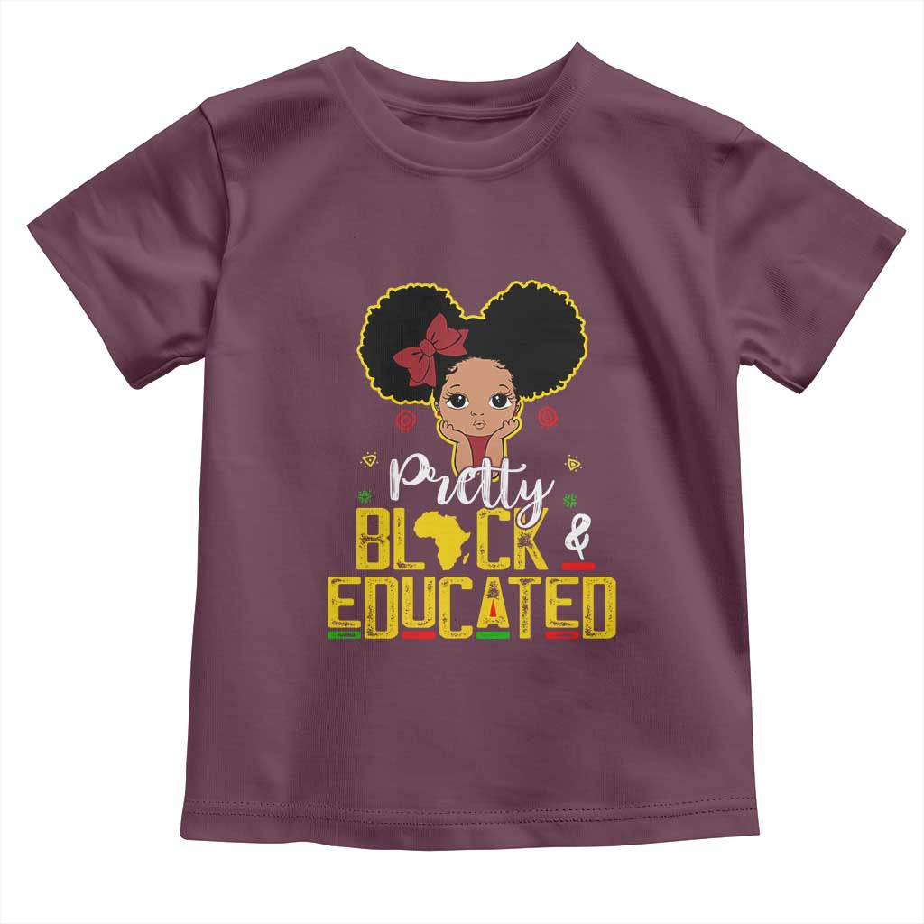 Pretty Black and Educated Toddler T Shirt I Am The Strong Afro Queen TS01 Maroon Print Your Wear