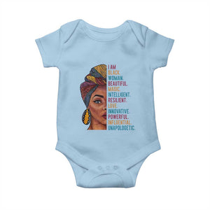 Black Woman Baby Onesie Beautiful Magic Intelligent Resilient Love African American Pride TS01 Light Blue Print Your Wear