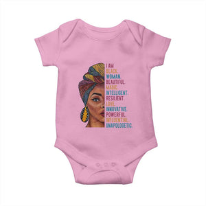 Black Woman Baby Onesie Beautiful Magic Intelligent Resilient Love African American Pride TS01 Light Pink Print Your Wear