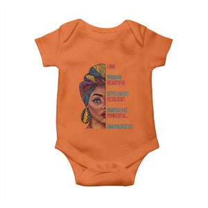 Black Woman Baby Onesie Beautiful Magic Intelligent Resilient Love African American Pride TS01 Orange Print Your Wear