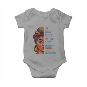 Black Woman Baby Onesie Beautiful Magic Intelligent Resilient Love African American Pride TS01 Sport Gray Print Your Wear