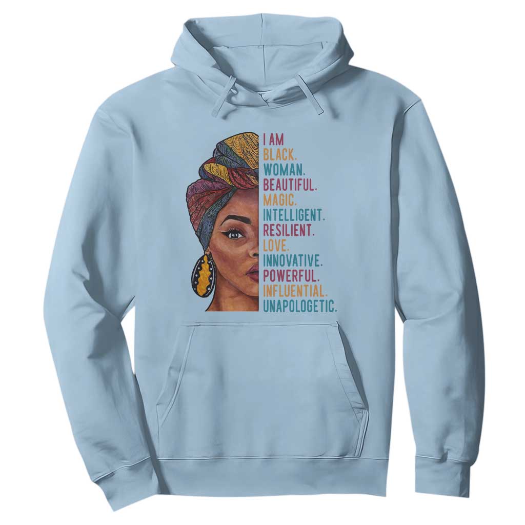 Afro Woman Hoodie Beautiful Magic TS01 Light Blue Printyourwear